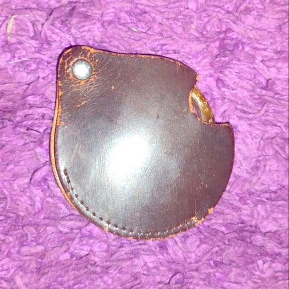 VTG FOLDING MAGNIFYING GLASS LEATHER | RARE TORTOISE CELLULOID PLASTIC RIM - Picture 1 of 5